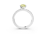 White gold Fancy Yellow Pear  Diamond Pavé Band Solitaire with Four-Prong Setting_234