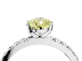 White gold Fancy Yellow Pear  Diamond Pavé Band Solitaire with Four-Prong Setting_235