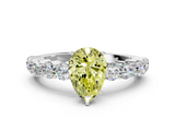 White gold Fancy Yellow Pear  Diamond Pavé Band Solitaire with Four-Prong Setting_3