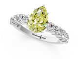 White gold Fancy Yellow Pear  Diamond Pavé Band Solitaire with Four-Prong Setting_4