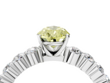 White gold Fancy Yellow Pear  Diamond Pavé Band Solitaire with Four-Prong Setting_7