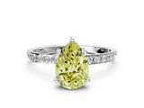 White gold Fancy Yellow Pear  Diamond Pavé Band with Six-Prong Setting_33