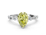 White gold Fancy Yellow Pear  Diamond Prong Set Engagement Ring with Pave Band_199