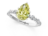 White gold Fancy Yellow Pear  Diamond Prong Set Engagement Ring with Pave Band_200