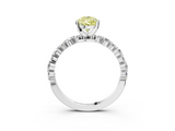 White gold Fancy Yellow Pear  Diamond Prong Set Engagement Ring with Pave Band_202