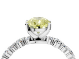 White gold Fancy Yellow Pear  Diamond Prong Set Engagement Ring with Pave Band_203