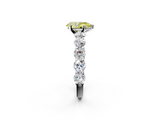 White gold Fancy Yellow Pear  Diamond Prong Setting with Side Stones on a Pave Band_165