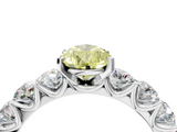 White gold Fancy Yellow Pear  Diamond Prong Setting with Side Stones on a Pave Band_167