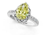 White gold Fancy Yellow Pear  Diamond Solitaire Ring with Shared Prong Pavé Band_19