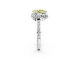 White gold Fancy Yellow Pear  Diamond Solitaire Ring with Shared Prong Pavé Band_80