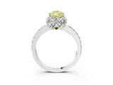 White gold Fancy Yellow Pear  Diamond Solitaire Ring with Shared Prong Pavé Band_81