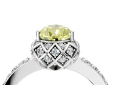 White gold Fancy Yellow Pear  Diamond Solitaire Ring with Shared Prong Pavé Band_82