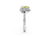White gold Fancy Yellow Pear  Diamond Solitaire Ring with Shared Prong Pavé Band_89