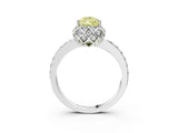 White gold Fancy Yellow Pear  Diamond Solitaire Ring with Shared Prong Pavé Band_89