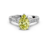 White gold Fancy Yellow Pear  Diamond Solitaire with Pave Band and Six-Prong Setting_19