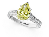White gold Fancy Yellow Pear  Diamond Solitaire with Pave Band and Six-Prong Setting_20