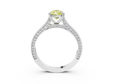 White gold Fancy Yellow Pear  Diamond Solitaire with Pave Band and Six-Prong Setting_23