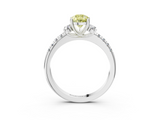 White gold Fancy Yellow Pear  Diamond Three-Stone Pave Band with Four-Prong Setting_23