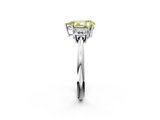 White gold Fancy Yellow Pear  Diamond Three-Stone Ring with Trapezoid Side Stones and Prong Setting_19