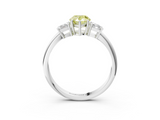 White gold Fancy Yellow Pear  Diamond Three-Stone Ring with Trapezoid Side Stones and Prong Setting_20