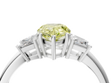 White gold Fancy Yellow Pear  Diamond Three-Stone Ring with Trapezoid Side Stones and Prong Setting_21