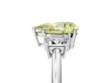 White gold Fancy Yellow Pear  Diamond Three-Stone Ring with Trapezoid Side Stones and Prong Setting_22