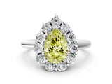 White gold Fancy Yellow Pear  Halo Cluster Diamond Engagement Ring with Prong Setting and Polished Band_19