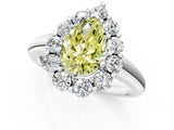 White gold Fancy Yellow Pear  Halo Cluster Diamond Engagement Ring with Prong Setting and Polished Band_22