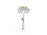 White gold Fancy Yellow Pear  Halo Cluster Diamond Engagement Ring with Prong Setting and Polished Band_23