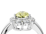 White gold Fancy Yellow Pear  Halo Cluster Diamond Engagement Ring with Prong Setting and Polished Band_24