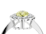 White gold Fancy Yellow Pear  Halo Cluster Diamond Engagement Ring with Solitaire Band and Prong Setting_52