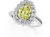 White gold Fancy Yellow Pear  Halo Cluster Diamond Engagement Ring with Solitaire Band and Prong Setting_52