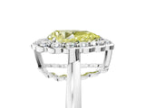 White gold Fancy Yellow Pear  Halo Cluster Diamond Engagement Ring with Solitaire Band and Prong Setting_56
