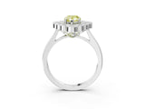 White gold Fancy Yellow Pear  Halo Diamond Cluster Engagement Ring with Milgrain Bezel Setting and Solitaire Band_42