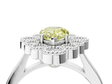 White gold Fancy Yellow Pear  Halo Diamond Cluster Engagement Ring with Milgrain Bezel Setting and Solitaire Band_43
