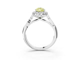 White gold Fancy Yellow Pear  Halo Diamond Engagement Ring with Filigree Band and Four-Prong Setting_108