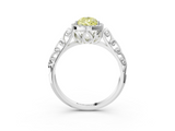 White gold Fancy Yellow Pear  Halo Diamond Engagement Ring with Intricate Filigree Band and Four-Prong Setting_57