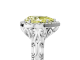 White gold Fancy Yellow Pear  Halo Diamond Engagement Ring with Intricate Filigree Band and Four-Prong Setting_59