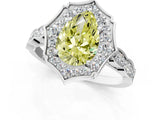 White gold Fancy Yellow Pear  Halo Diamond Engagement Ring with Milgrain Band and Four-Prong Setting_90