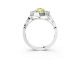 White gold Fancy Yellow Pear  Halo Diamond Engagement Ring with Milgrain Band and Four-Prong Setting_90