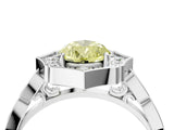 White gold Fancy Yellow Pear  Halo Diamond Engagement Ring with Milgrain Band and Four-Prong Setting_93