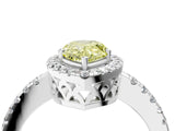 White gold Fancy Yellow Pear  Halo Diamond Engagement Ring with Pavé Band and Four-Prong Setting_24