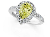 White gold Fancy Yellow Pear  Halo Diamond Engagement Ring with Pavé Band and Four-Prong Setting_25