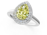 White gold Fancy Yellow Pear  Halo Diamond Engagement Ring with Solitaire Band and Four-Prong Setting_16