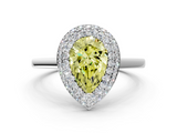 White gold Fancy Yellow Pear  Halo Diamond Engagement Ring with Solitaire Band and Four-Prong Setting_19