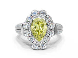 White gold Fancy Yellow Pear  Halo Diamond Engagement Ring with Split Shank and Prong Setting_66
