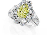White gold Fancy Yellow Pear  Halo Diamond Engagement Ring with Split Shank and Prong Setting_67