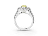 White gold Fancy Yellow Pear  Halo Diamond Engagement Ring with Split Shank and Prong Setting_69
