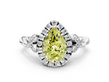 White gold Fancy Yellow Pear  Halo Diamond Engagement Ring with Vintage-Inspired Band and Four-Prong Setting_3
