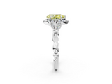 White gold Fancy Yellow Pear  Halo Diamond Engagement Ring with Vintage-Inspired Band and Four-Prong Setting_5